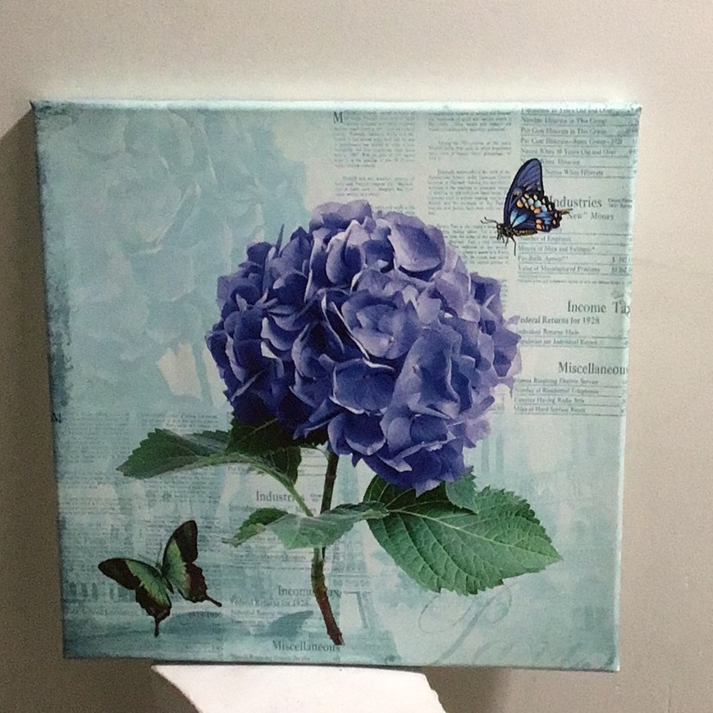 Floral Canvas Art with Butterflies